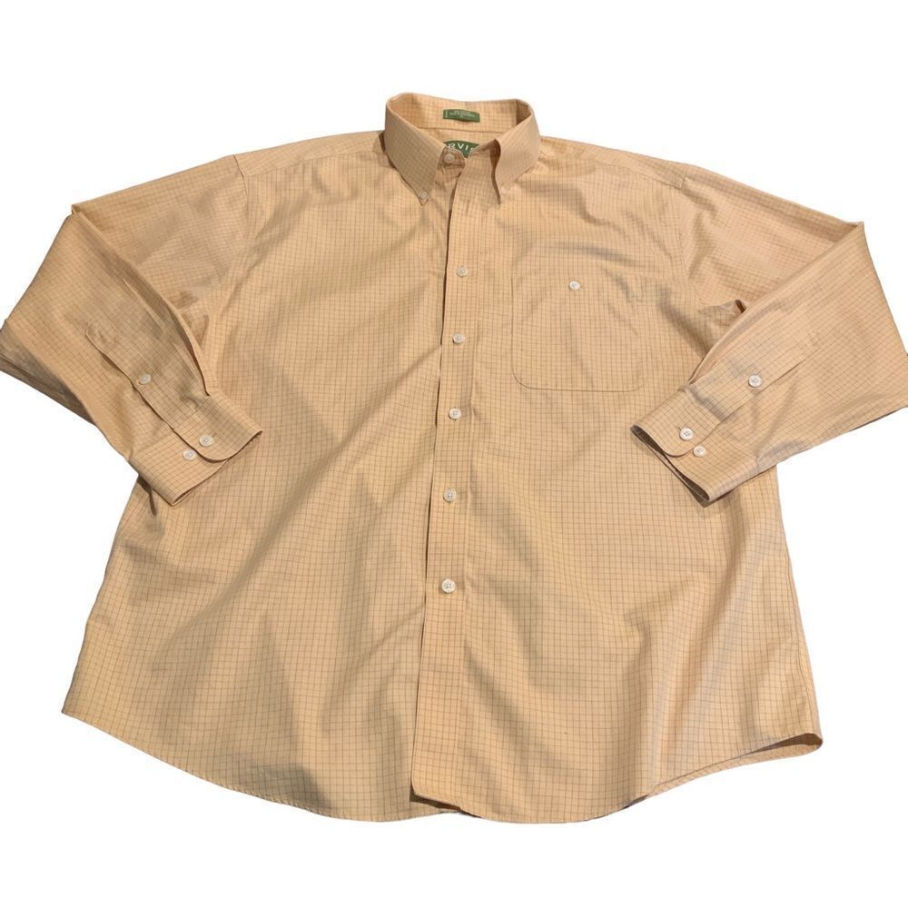 ORVIS Men’s Yellow Print Button Down Long Sleeve Shirt XL